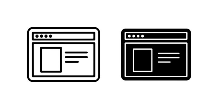 Web Browser Interface Icons, Website Layout Design Elements