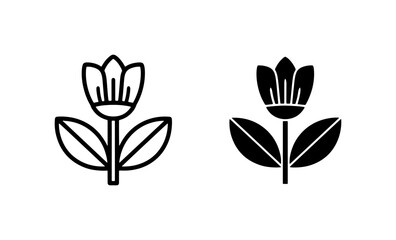 Fototapeta premium Tulip Flower Icons, Outline and Silhouette, Vector Graphics