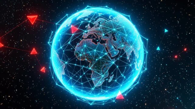 Globe with digital network connections
