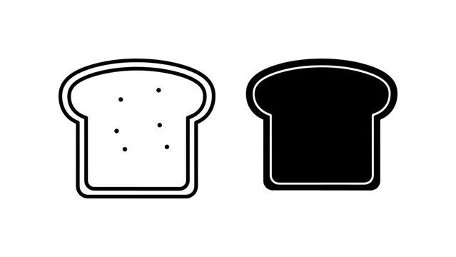 Two Slices of Bread Icons, White and Black, Food Vector Art