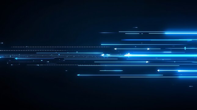 Abstract Digital Technology Background with Glowing Blue Lines.