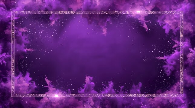 Elegant Purple Frame with Glittering Dust and Sparkles.