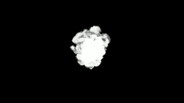 Smoke Puff Burst Animation - White Cloud Explosion Transition Black Background