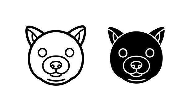 Dog Head Icons, Canine Face Vector Graphics, Pet Animal Symbols