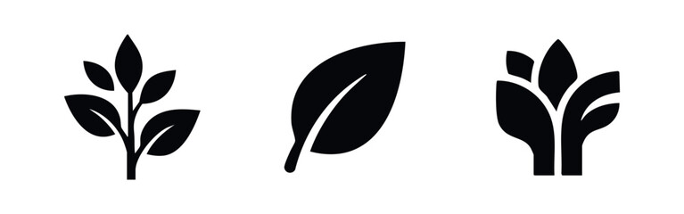 Branch and leaf natural icons set, representing various plant elements. © Lili