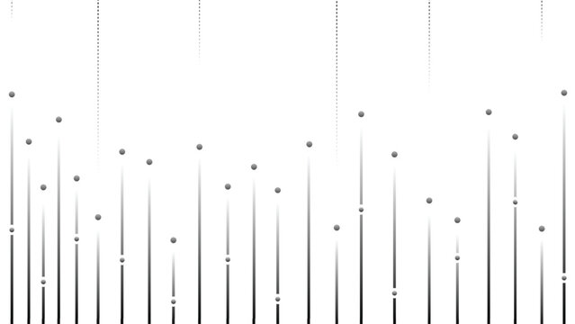 a minimalist black-and-white abstract background featuring vertical lines that taper into dots, resembling a stylized soundwave or data graphic