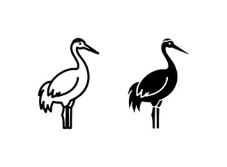 Fototapeta premium Crane Icons, Bird Silhouettes, Wildlife Vector Graphics, Elegant Nature Symbols