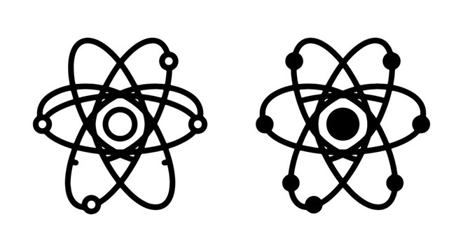 Atomic Structure Icons, Science Symbols, Vector Graphics, Chemistry Elements