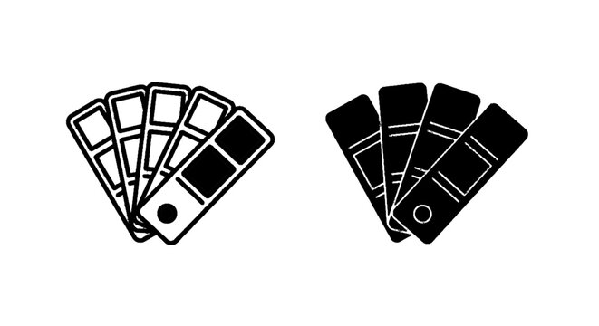 Minimal black silhouette icon, simple flat vector, bold black shape, no, no shading color swatch guide icon set, vector illustration of paint palette samples on a, flat icon style
