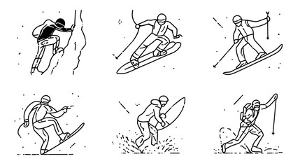 Outdoor Athletes Engaged in Various Sports Activities Including Climbing, Skiing, and Surfing © AI PIC
