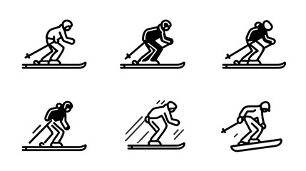 Skiing Action Sequences Illustrating Various Techniques and Movements in Winter Sports © AI PIC