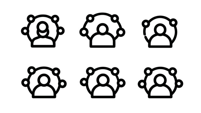 Stylized Icons Representing Social Network Interaction and Collaborative Communication Concepts