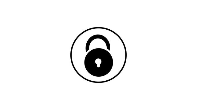 Stylized padlock security icon on white background illustration. A flat stylized padlock icon