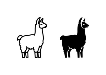 Naklejka premium Llama Icons, Alpaca Vector Graphics, Cute Animal Silhouettes