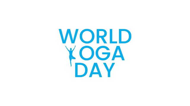 World Yoga Day Typography Text Animation with Pose Silhouette