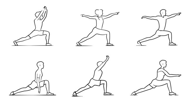 Variety of Silhouetted Yoga Poses Displaying Flexibility and Strength in Fitness Environment