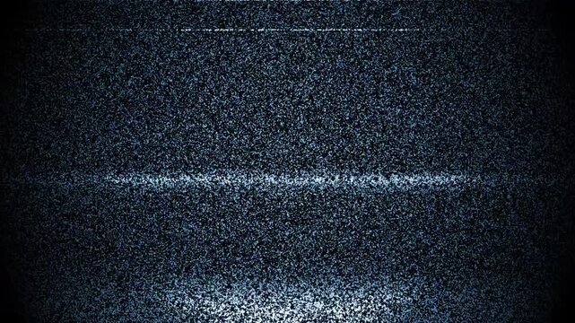 playing static shows blue digital television. Tv static with blue digital grain and signal interference. Suitable for media content about old technology, digital disruption, or technical issues.
