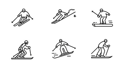 Various Skiing Actions by Individual Athletes on Snowy Slopes in Winter Sports Environment © AI PIC