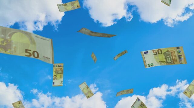 Euro bills rain sky 2