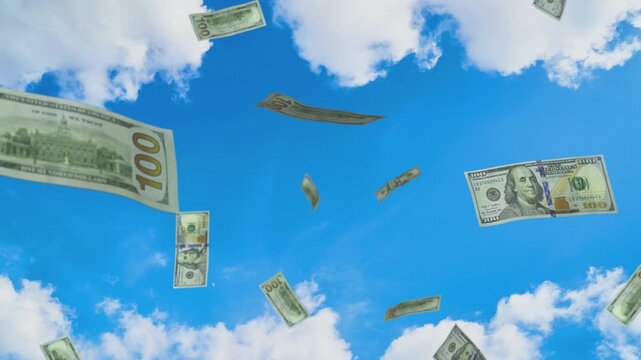 Dollar bills rain sky 4