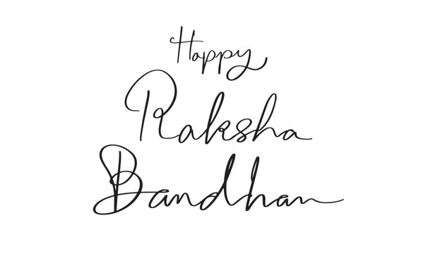 Happy raksha bandhan text font calligraphy hand written lettering script black color object icon happy raksha bandhan indian india hindu religion ceremony happy raksha bandhan celebration beautiful 
