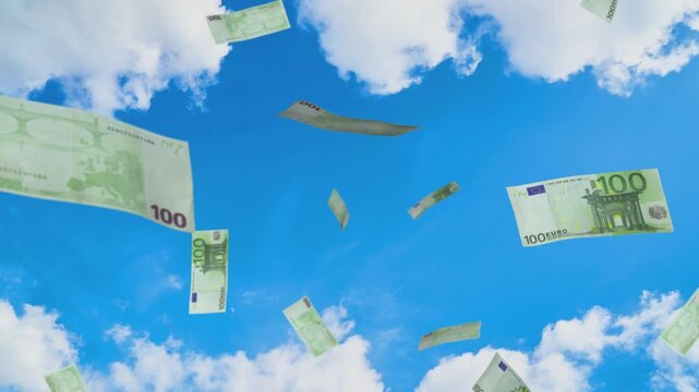 Euro money rain sky
