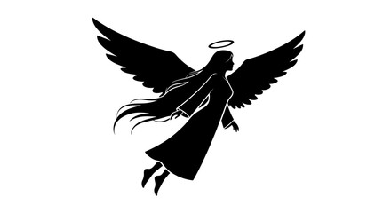 Obraz premium Black silhouette of a female angel 3.