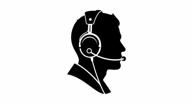 Man wearing a headset profile view 1.
