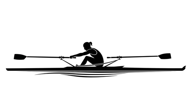 Person Rowing a Single Scull Boat.