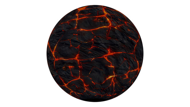 volcanic planet , lava planet 3d rendering illustration