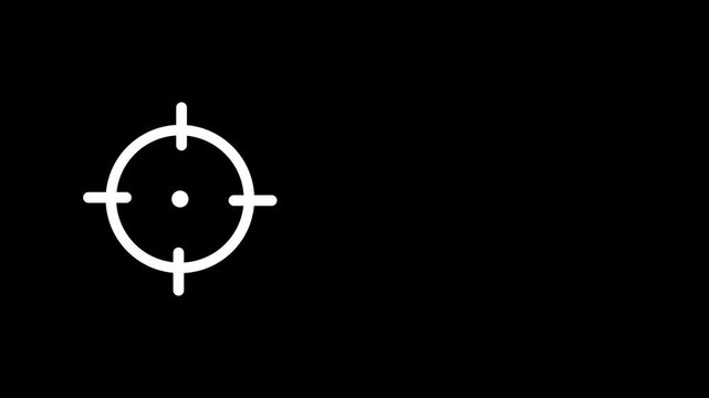 Gun sight searching for victim on black background. 4k video for your project.Hud tracking and marking on red circle target with cross hair. Motion graphic