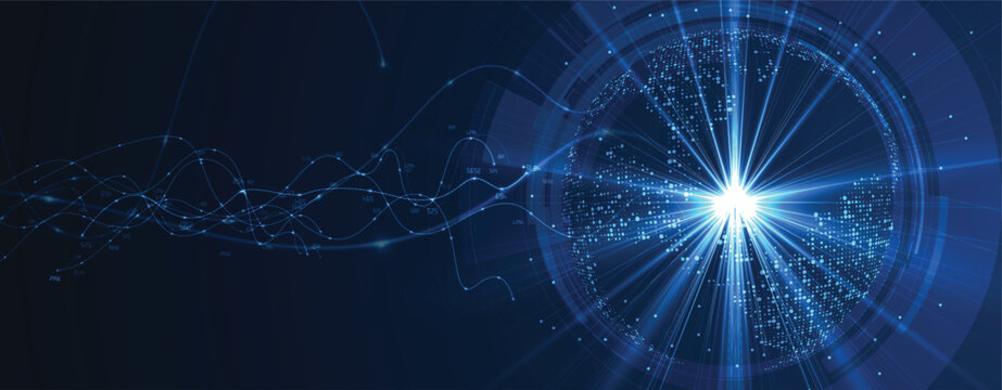Digital cyberspace dark blue background representing big data, cloud computing, and AI