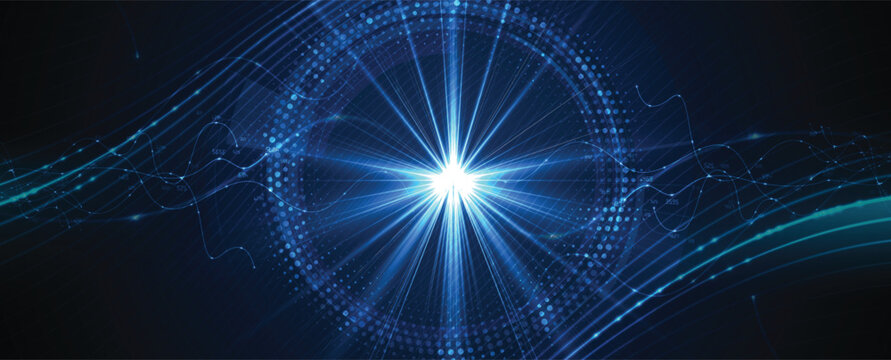 Digital cyberspace dark blue background representing big data, cloud computing, and AI