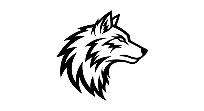 Black and white wolf head profile.