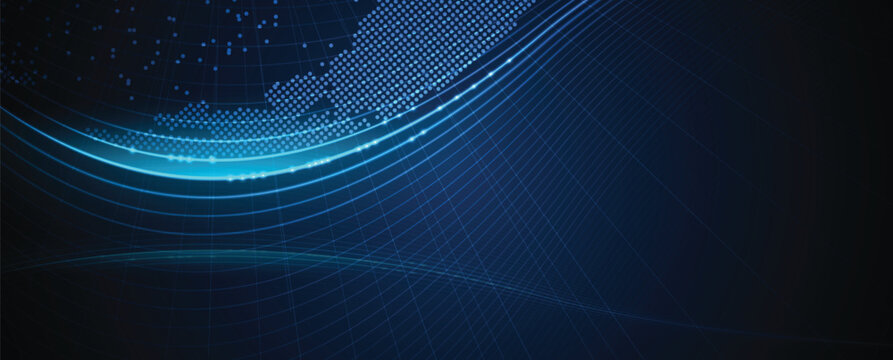 Digital cyberspace dark blue background representing big data, cloud computing, and AI