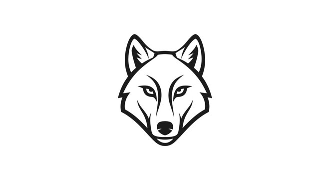 Wolf head illustration in black lines.
