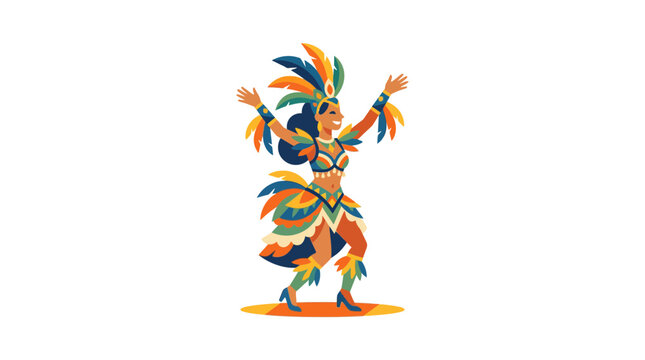 Brazilian Carnival Dancer in Vibrant Feather Costume