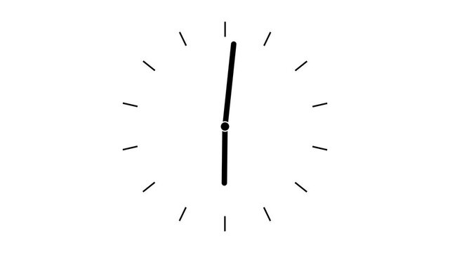 Animated clock counting down 24 hours day loop, alpha channel, clock time lapse animation, isolated on green backround. 4K animation.