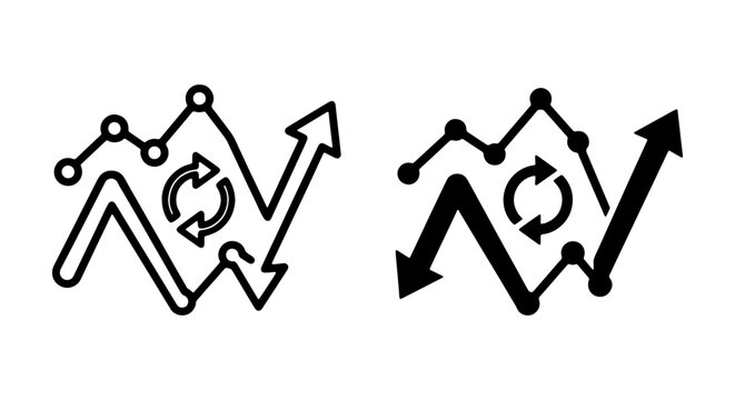 Growth Chart Icons, Business Analytics, Financial Trend Vectors, Data Visualization