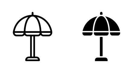 Beach umbrella icon set, summer sunshade vector, black outline and solid parasol symbols © Shahidul
