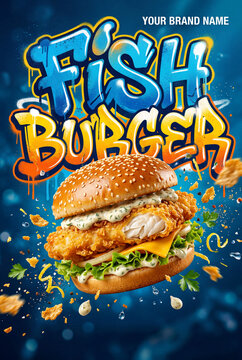 Crispy Fried Fish Burger Ad