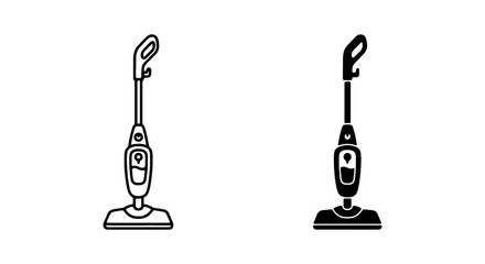 Modern upright vacuum cleaner icons, cordless stick vacuum vector, home cleaning tools © MdHridoy