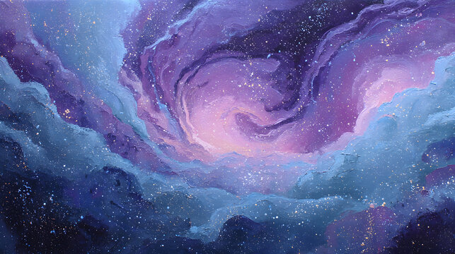 Abstract artistic illustration of abstract cosmic painting of swirling galaxies neb for creative commercial background design