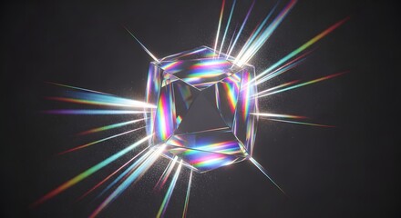 Fototapeta premium Iridescent crystal geometry abstract light refraction and dispersion
