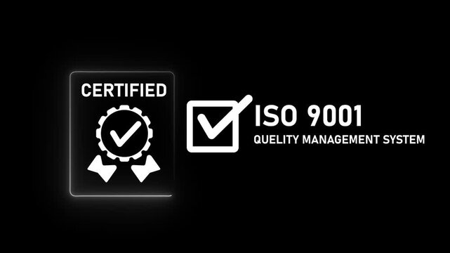 I s o 9001 management certified seal animation glowing blue badge