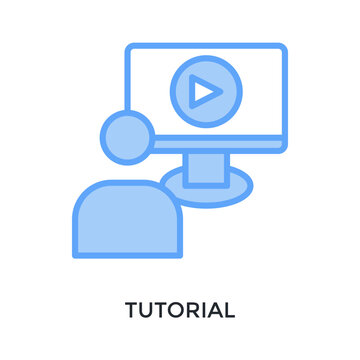 Tutorial Icon Lineal Blue Style. Vector Illustration For Graphic Design