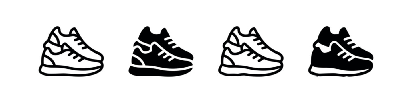 Athletic shoes and sneakers footwear icons
