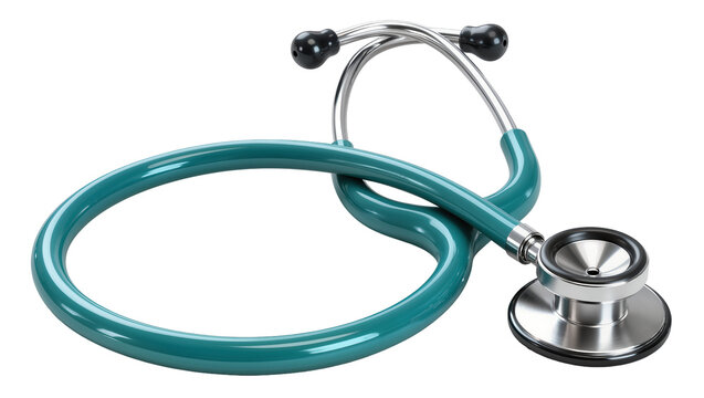 Teal stethoscope with silver chestpiece and black eartips