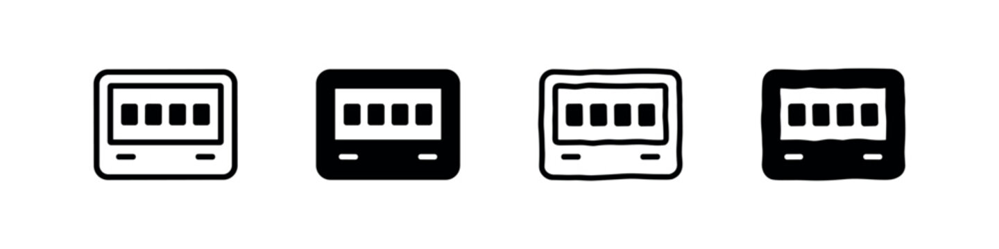 Four remote control or pager icons in different styles