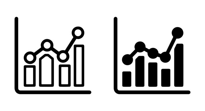 Business Growth Chart Icons, Data Analysis Vector Graphics, Financial Trend Line Art